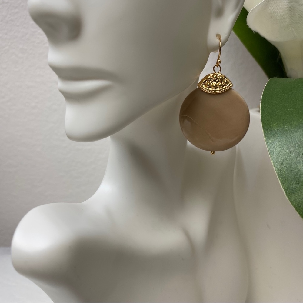 Jules B. Drop Gold Tone Taupe Drop Earrings